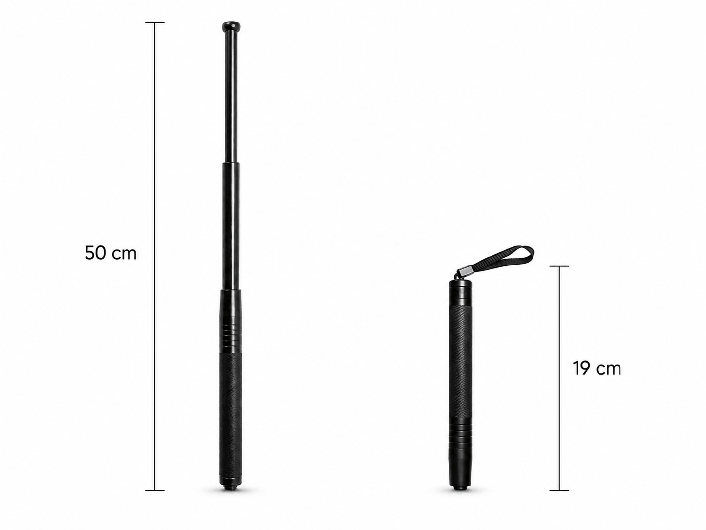 Τηλεσκοπικό ατσάλινο ρόπαλο Black Airsoft DEFENDER 50 εκ. με δερμάτινη θήκη