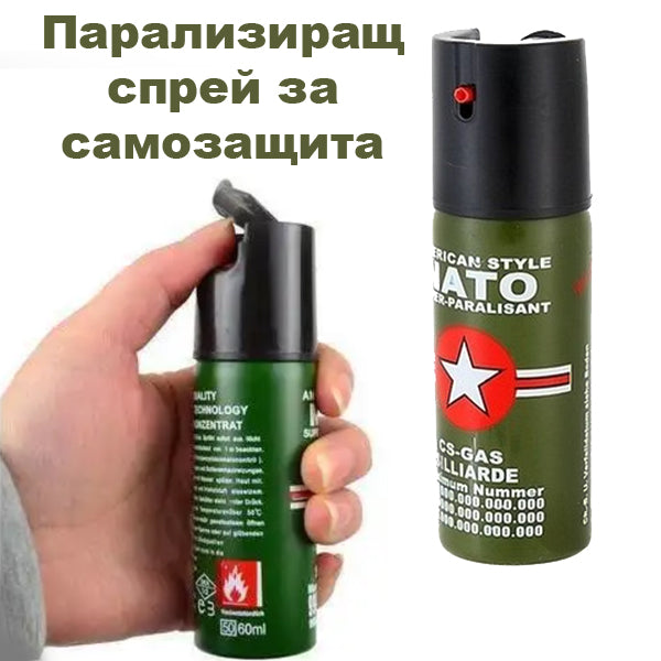 Απωθητικό σπρέι NATO CS-GAS 60 ml – σπρέι αυτοάμυνας με ακροφύσιο Jet έως 3 μ.