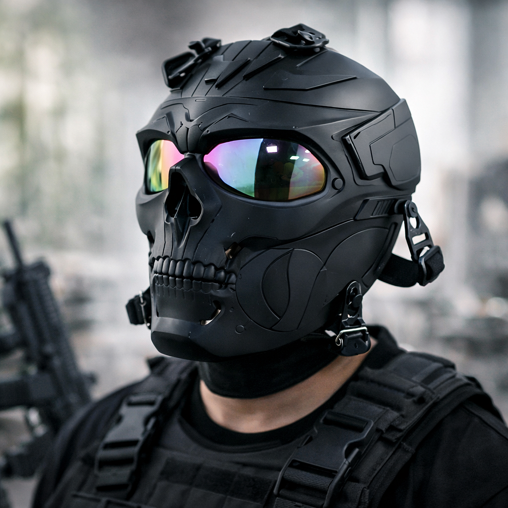 Τακτική μάσκα Skull Helmet με φιμέ φακό