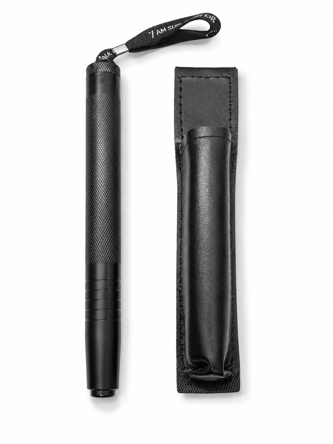 Τηλεσκοπικό ατσάλινο ρόπαλο Black Airsoft DEFENDER 50 εκ. με δερμάτινη θήκη