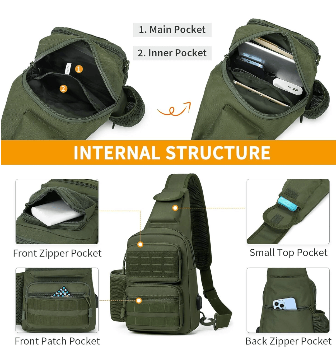 Τακτική τσάντα crossbody Black Airsoft Tactical Sling Bag
