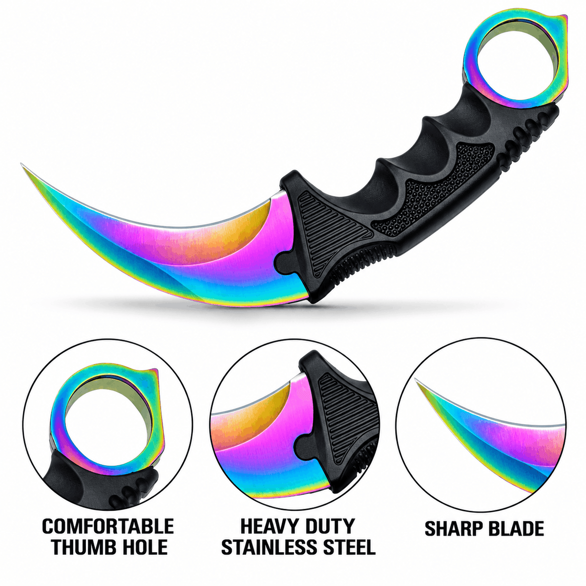 Карамбит нож Rainbow 21 см с предпазен калъф