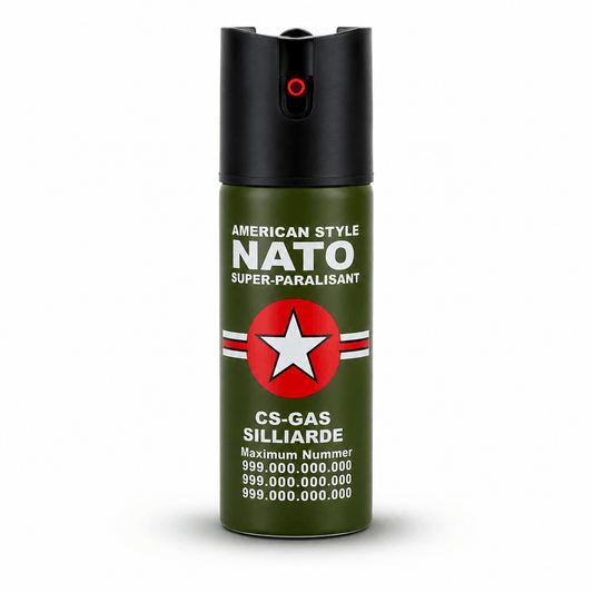 Απωθητικό σπρέι NATO CS-GAS 60 ml – σπρέι αυτοάμυνας με ακροφύσιο Jet έως 3 μ.