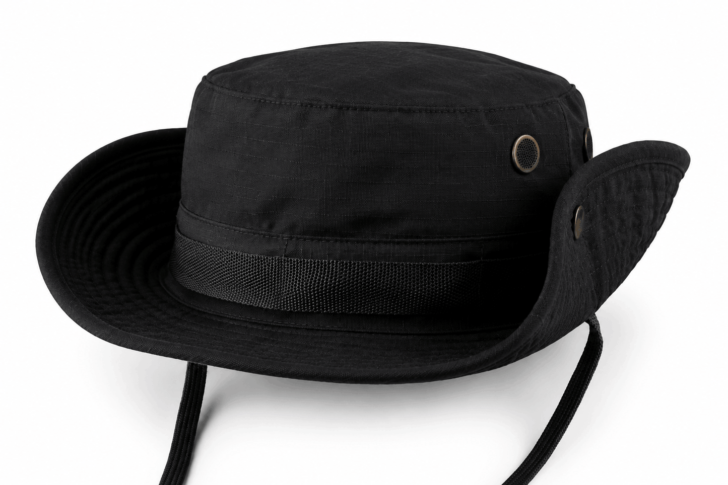 Τακτικό καπέλο Black Airsoft BOONIE – με κορδόνι και αεραγωγούς