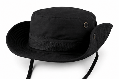 Τακτικό καπέλο Black Airsoft BOONIE – με κορδόνι και αεραγωγούς