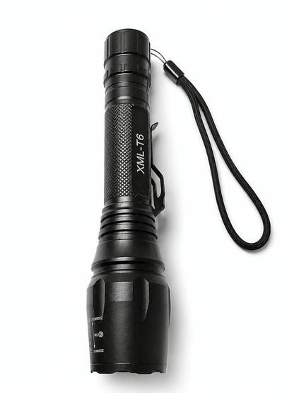 Τακτικός LED φακός Black Airsoft σετ με μπαταρίες και φορτιστή